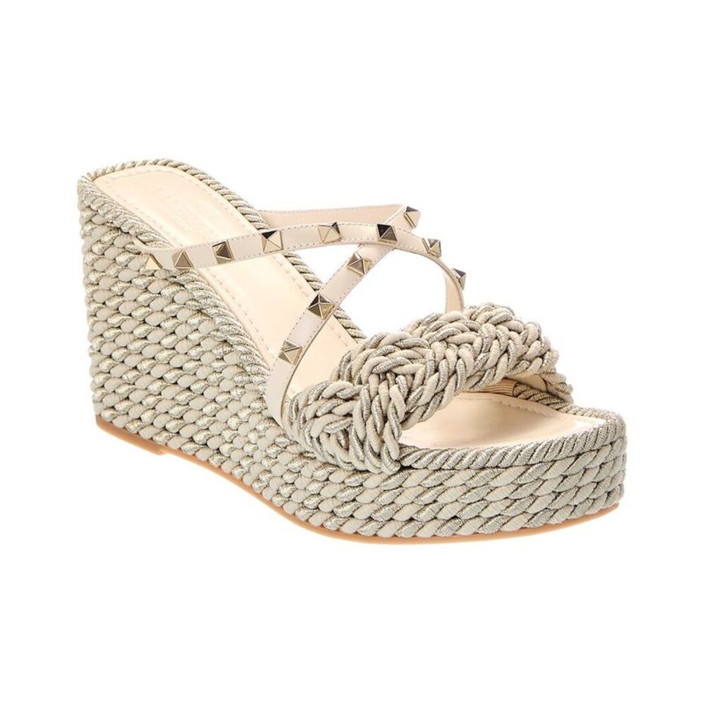 Valentino Rockstud Leather Sandal, White